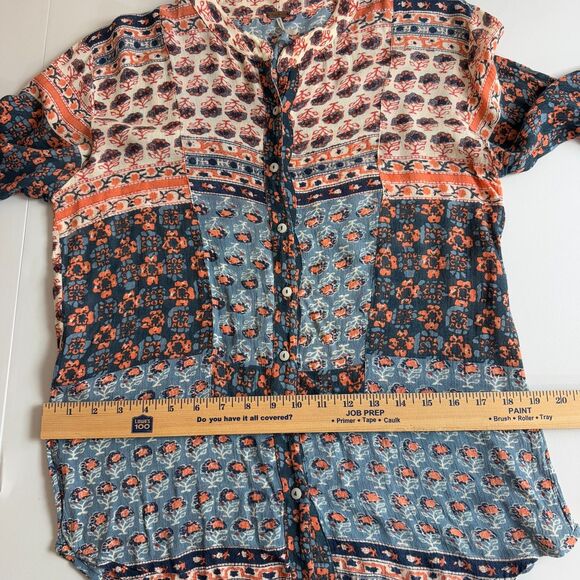 Free People Women's Caravan Patchwork Printed Button Front Shirt Size XS - Picture 9 of 12